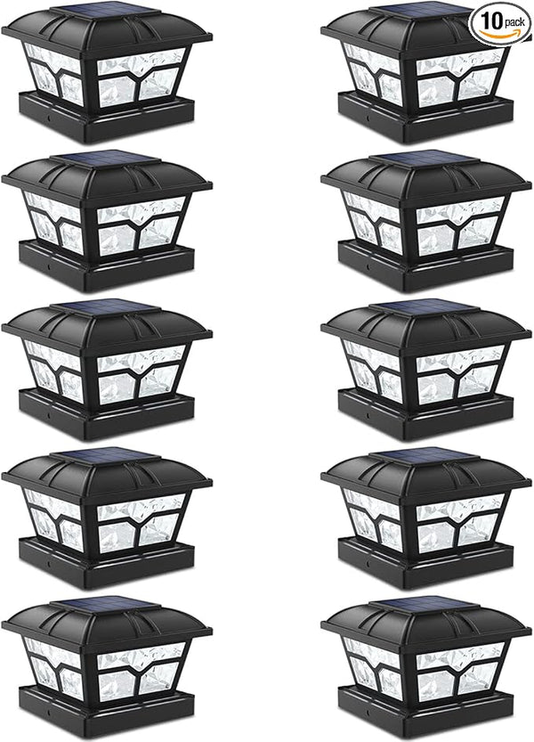SIEDiNLAR Solar Post Cap Lights Outdoor 2 Color Modes 8 LEDs for 4x4 5x5 6x6 Wooden Vinyl Posts Fence Patio Deck | Lumora