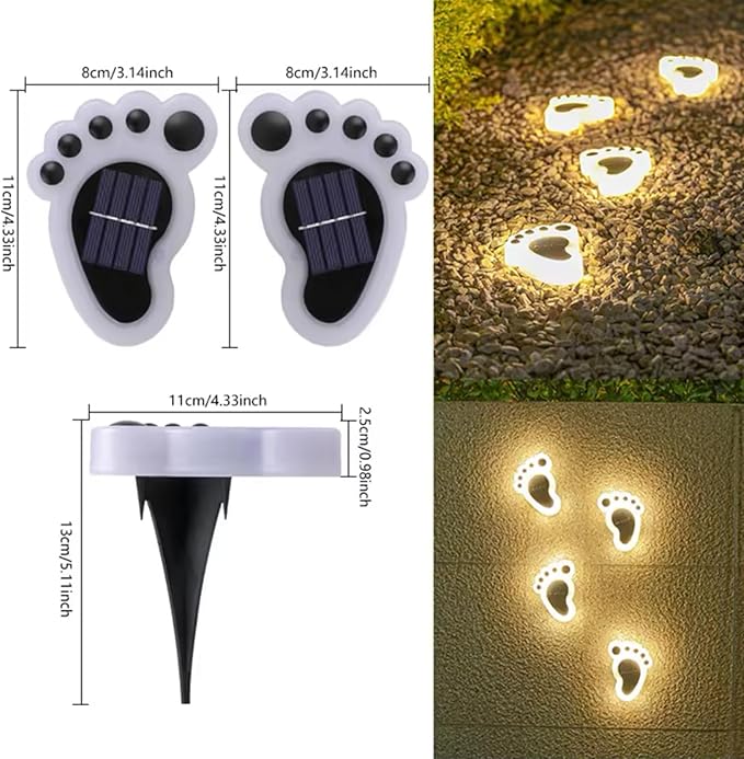 Solar Paw Print Lights, Cats and Dogs Animal Solar Lights, Outdoor Decorative Lights, Garden Lights Path Lights Walkway Lighting, Suitable for Terrace Yard Garden Path Lawn Yard 4 Pack (Style E)
