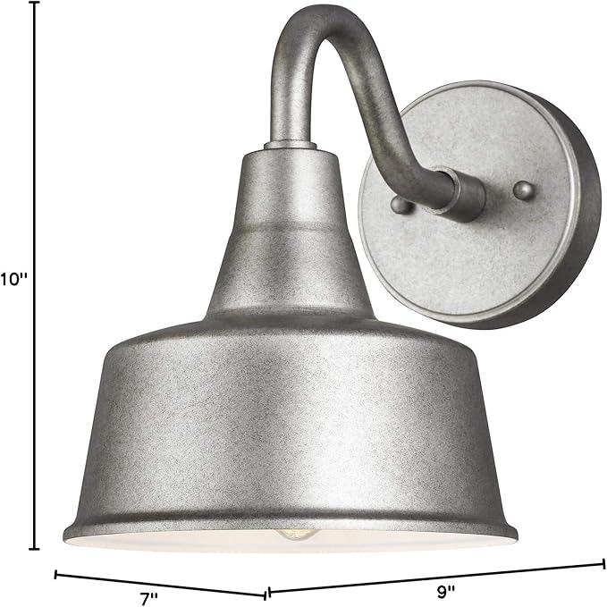 Sea Gull Lighting 8537401-57 Barn Light Outdoor Wall Sconce, 75 Watts, Weathered Pewter, Small one Light
