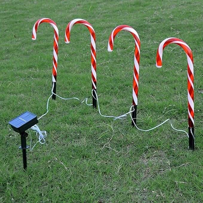 Solar Power Christmas Candy Cane Pathway Lights LED Outdoor Garden Decoration