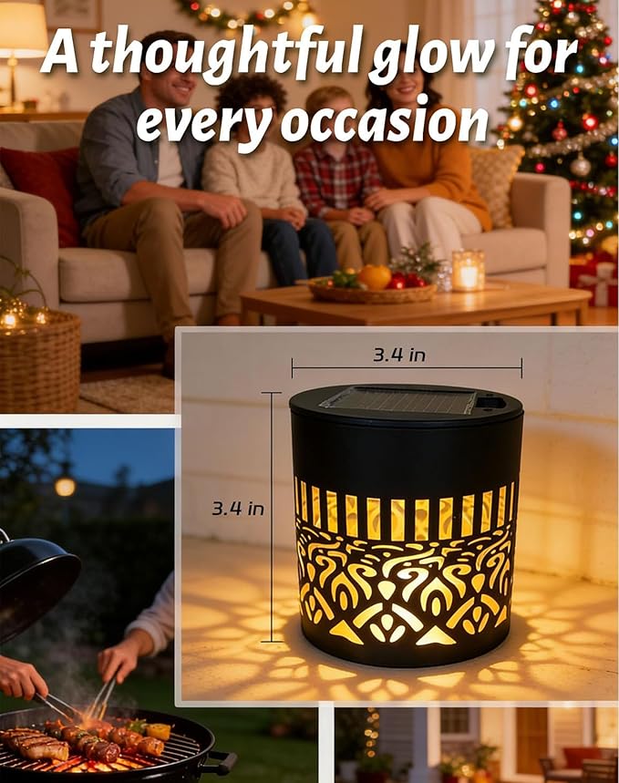 Decorative Solar Mandala Lights Outdoor, 3.34in Metal Solar Powered Outdoor Deck Step Wall Lights with Soft Warm Glow, Mandala Theme Fence Light for Garden Patio Backyard Decor(1Pcs)