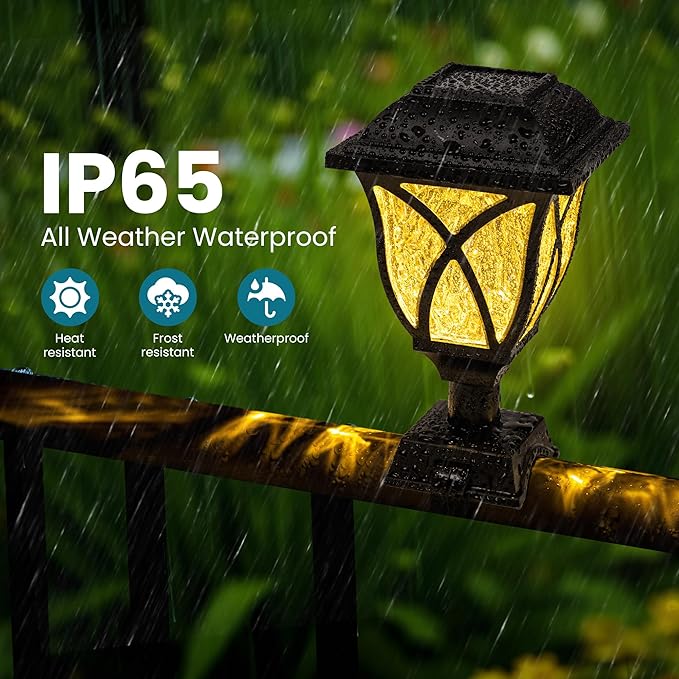 Solar Fence Lights Outdoor Waterproof, Led Solar Lights Outdoor for Chain Link Fence, Step, Stairs, Trampoline, Yard and Pathway, Warm White 6 Pack