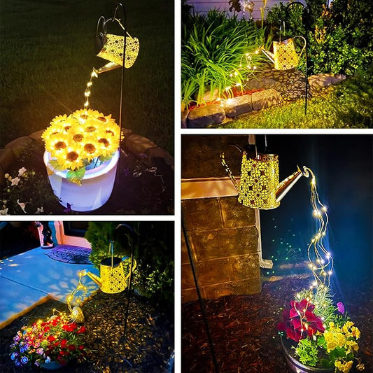 VOOKRY Solar Watering Can Lights, Large Retro Metal Hanging Solar Lights Outdoor Waterproof, Gifts for Women Mom Grandma Birthday, Outside Yard Garden Porch Lawn Patio Decoration, Warm White