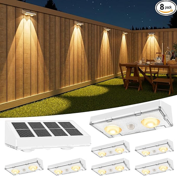VOLISUN Solar Fence Lights Outdoor, 8 Pack Fence Lights Solar Powered with Warm White LED Spot Lens, IP65 | Lumora