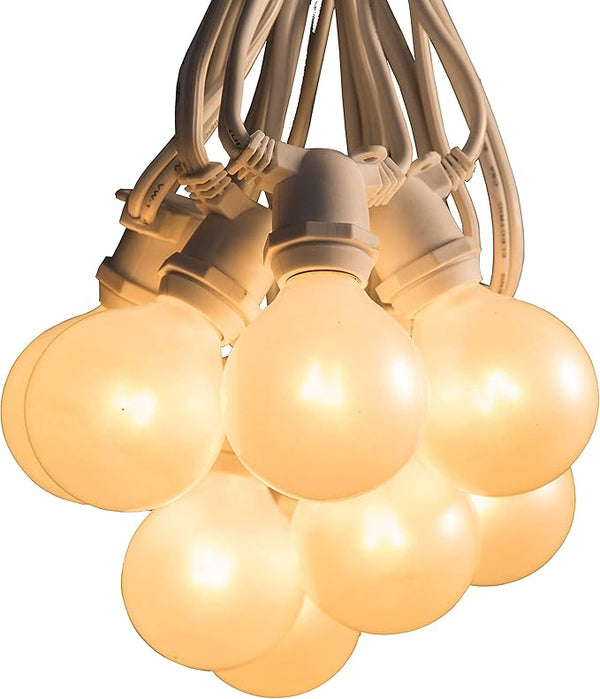 Hometown Evolution, Inc. White Pearl Outdoor Patio Globe String Lights (Commercial 25 Foot 20 Socket - G50 White | Lumora