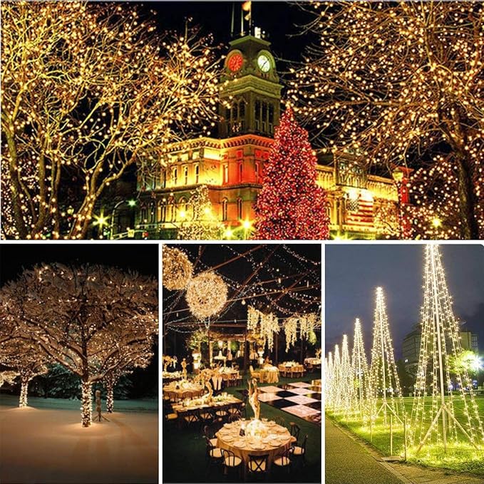 2 Pack 100 LED Solar Powered String Lights, Each 33FT Copper Wire 8 Modes Solar Fairy Lights Outdoor Waterproof for Garden, Patio, Party, Christmas, Home (Warm White)
