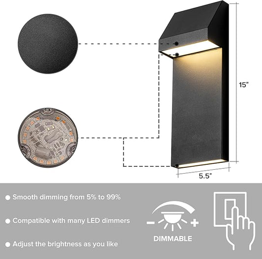 Modern LED Outdoor Wall Sconce Twins Integrated LED Outdoor Wall Mount,Anti Rust Textured Black Suit for Wet Locations and All Rooms,Easily Installed in Any Direction.Bulb Included.