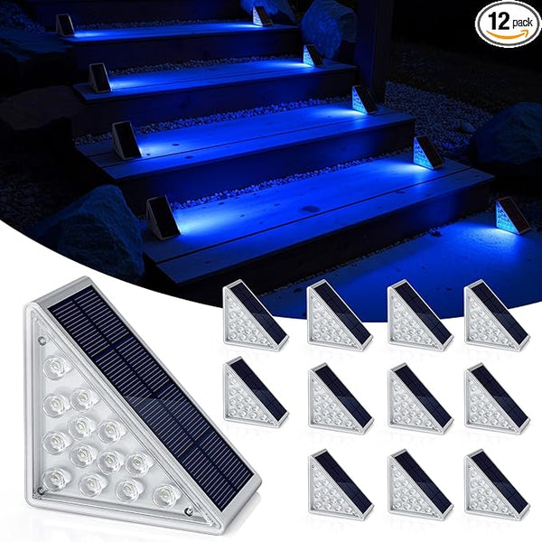 NIORSUN Solar Step Lights,12 Pack Blue LED Outdoor Step Lights, Stair Lights Outdoor for Patio, Fence, Yard | Lumora