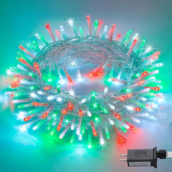 JMEXSUSS 200 LED Red White and Green Christmas Lights Outdoor, 66ft String Lights Indoor Clear Wire, Christmas Tree | Lumora