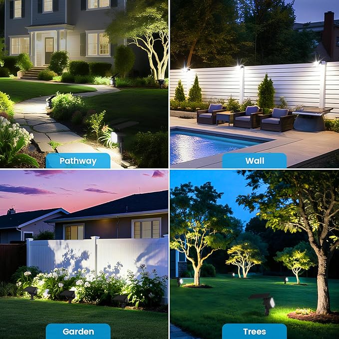 VOLISUN Solar Spotlight Outdoor, IP67 Waterproof Solar Landscape Spot Lights,Uplights for Yard Garden Pathway - 4 Pack (Cool White) 27 LED 3 Lighting Modes