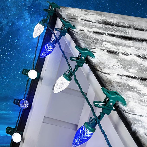 C9 LED Christmas Lights Outdoor with 50 Spring Clips, 50ft 50 LED Waterproof Strawberry String Lights, Commercial | Lumora