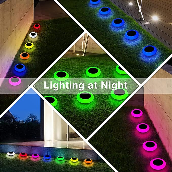Solar Garden Pathway Lights Color Changing LED Disc Stakes 6 Pack Outdoor Landscape Lighting for Yard Park Walkway | Lumora