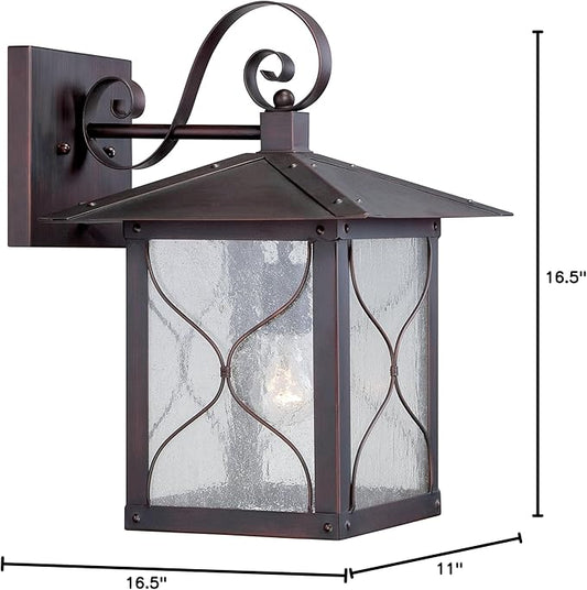 Nuvo Lighting 60/5613 Vega Large One Light Wall Lantern 100-watt A19 Outdoor Porch and Patio Lighting with Clear Seeded Glass, Classic Bronze
