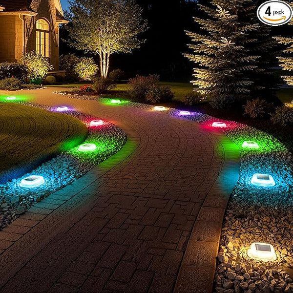 AGPTEK RGB Solar Deck Lights with Remote Control 4 Pack, One-Click Sync Group Control & 10 Light Modes & RGB | Lumora