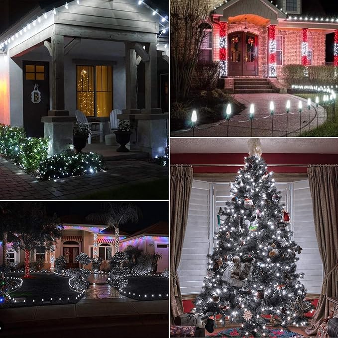 100 Feet C9 Christmas String Lights, Waterproof Commercia Led Outdoor Christmas Lights with 100 Strawberry C9 | Lumora
