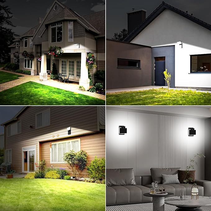 ledmo 60W LED Outdoor Wall Light Switch Control 360° Rotatable Head with 180° Tilt Modern Commercial Security Lights Exterior Rotate Freely Patio Lighting 5000k IP66 for Porch/Yard/Barn,8 Pack