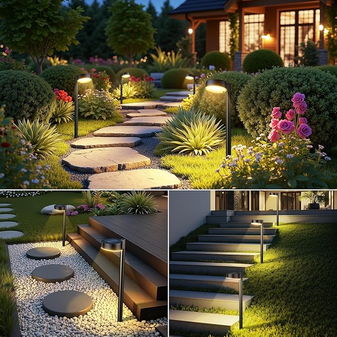 12 Pack Solar Pathway Lights Outdoor, 12 Brighter LED Solar Lights Outdoor Waterproof, Up to 12 Hrs Modern Solar | Lumora