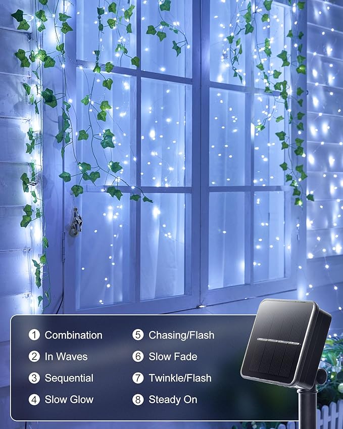 Minetom Solar String Lights, 2 Packs Total 66Ft 200 LED Solar Fairy Lights, Waterproof - Decorative Outdoor Light | Lumora