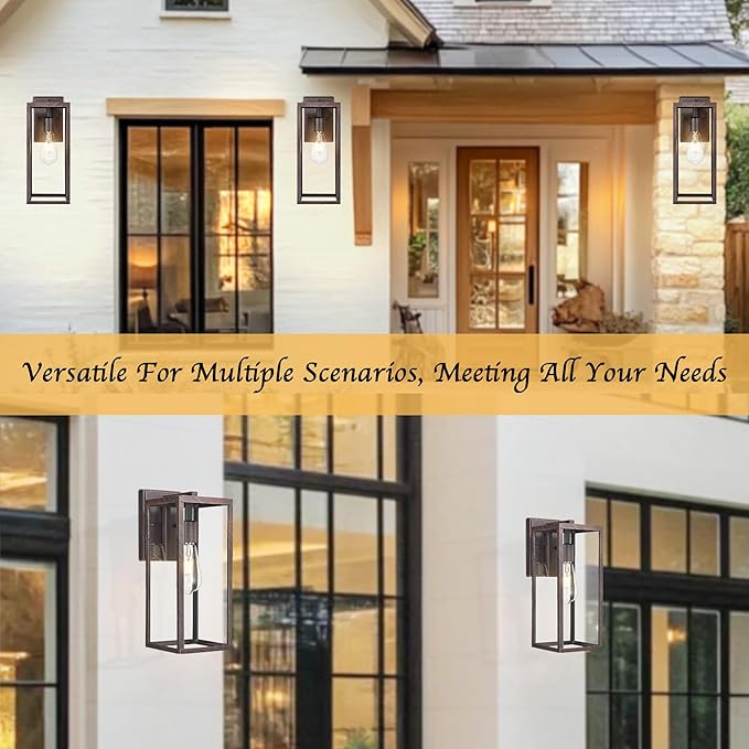 Bestshared Outdoor Wall Lights,15 Inch Exterior Wall Lanterns with Clear Glass, Anti-Rust Porch Lights | Lumora