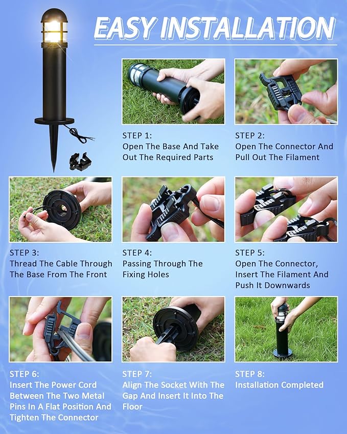 6 Pack LED Low Voltage Landscape Lights, 200LM 12V IP67 Waterproof Holiday Pathway Lighting for Patio, Sidewalk | Lumora