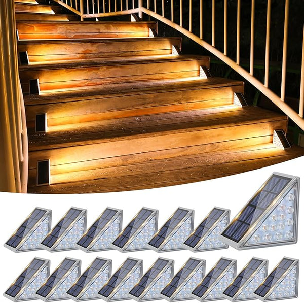 VOLISUN Solar Stair Lights 16 Pack, Solar Step Lights Outdoor Waterproof IP67, LED Outdoor Step Light | Lumora