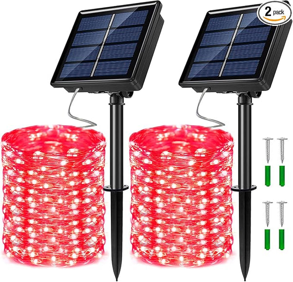 2 Pack Solar Powered Fairy String Lights Outdoor Waterproof 8 Modes Twinkle Christmas Decorations Lights, Each | Lumora