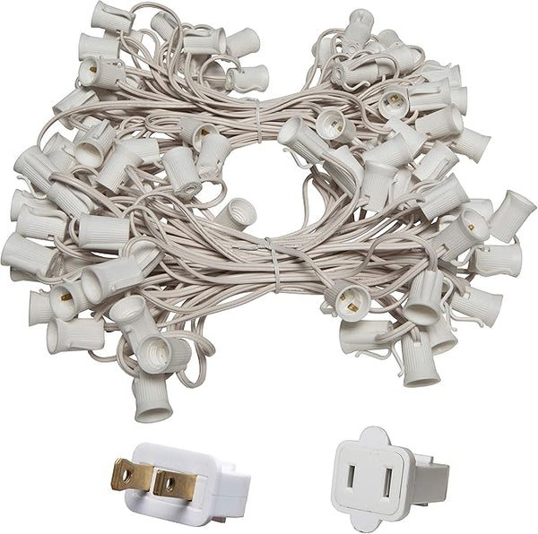Wintergreen Lighting C9/E17 Light Stringer, 12' Socket Spacing, Outdoor String Light Patio Stringer, Fits C9/E17 | Lumora
