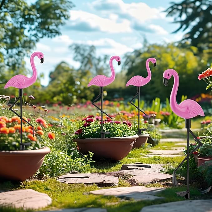 Solar Flamingo Lights 3 Pcs Set, Waterproof Solar Garden Lights Outdoor Decoration, Pink Flamingo Garden Decoration | Lumora