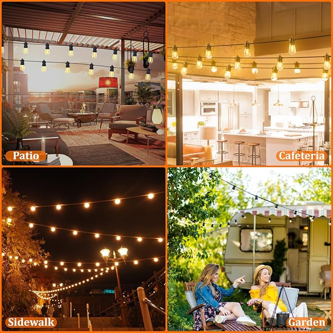 S14 Patio String Lights, 100FT Outdoor Patio String Light with 35 Clear LED Bulbs (2 Spare), UL Certified | Lumora