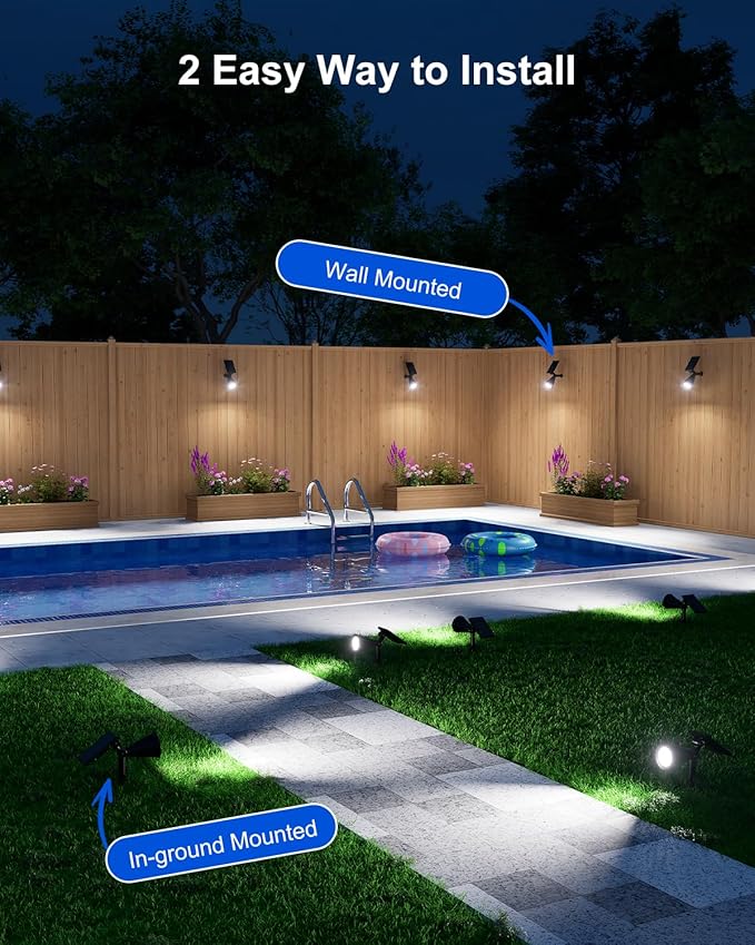 Solar Spot Lights Outdoor Waterproof for Flag, Palm Tree, Pole, Sign, Statue, Mailbox, Bright LED Outside Landscape | Lumora