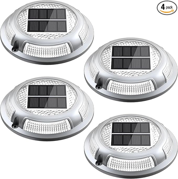 Solar Driveway Lights, 4 Pack Heavy Duty Driveway Lights Solar Powered 2 Color Mode (Cool/Warm White) IP68 | Lumora