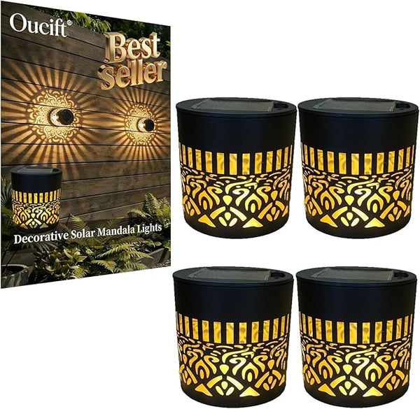 Decorative Solar Mandala Lights, Metal Solar Powered Mandala Light Outdoor Waterproof LED Deck Step Wall Lights | Lumora