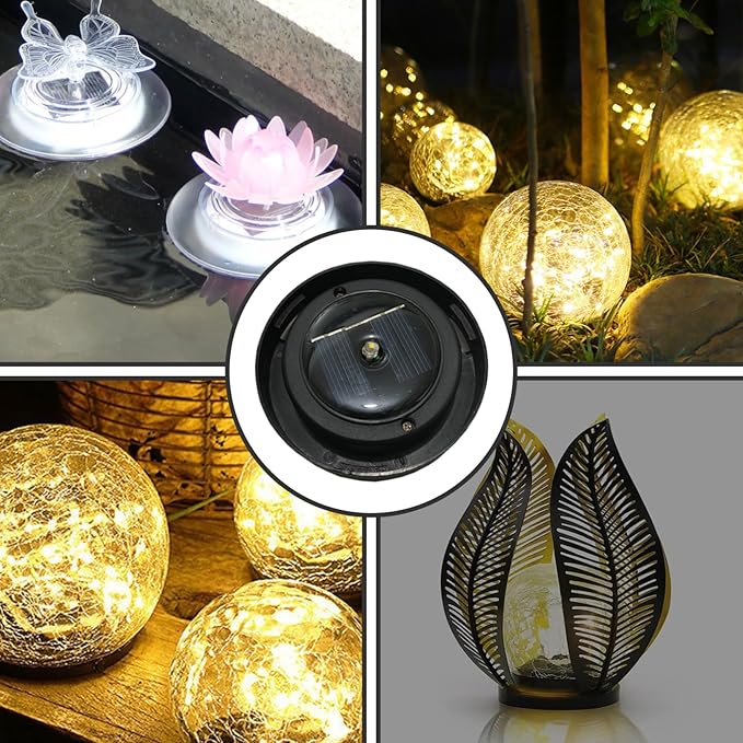 2PCS Replacement Solar Light Parts, 3.2" Waterproof Solar Light Replacement Top, Warm White LED Replacement Solar Panel for Outdoor Lights, DIY Decor