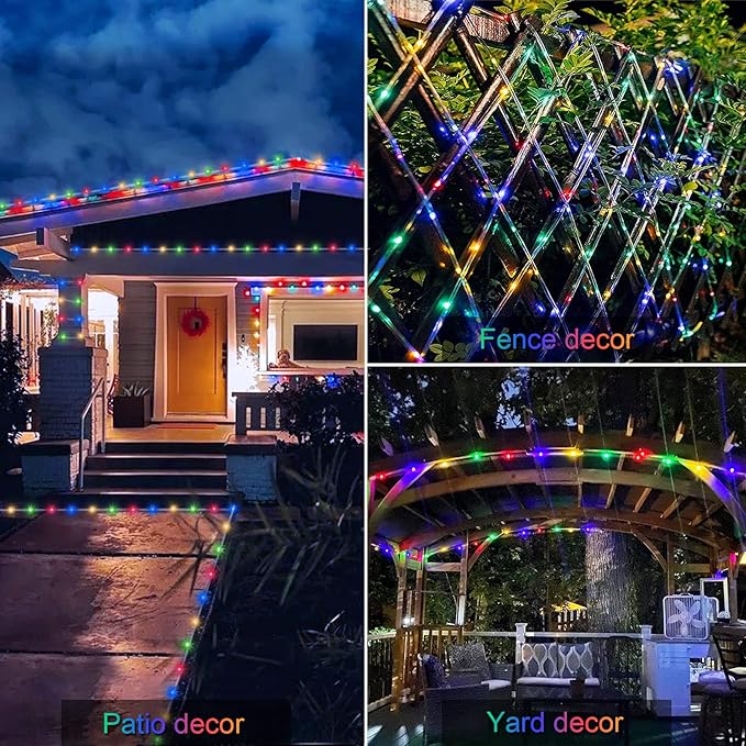JMEXSUSS 8 Modes Solar Rope Lights Outdoor, 39.4ft 120LED Solar Rope Lights Outdoor Waterproof, PVC Tube Solar | Lumora