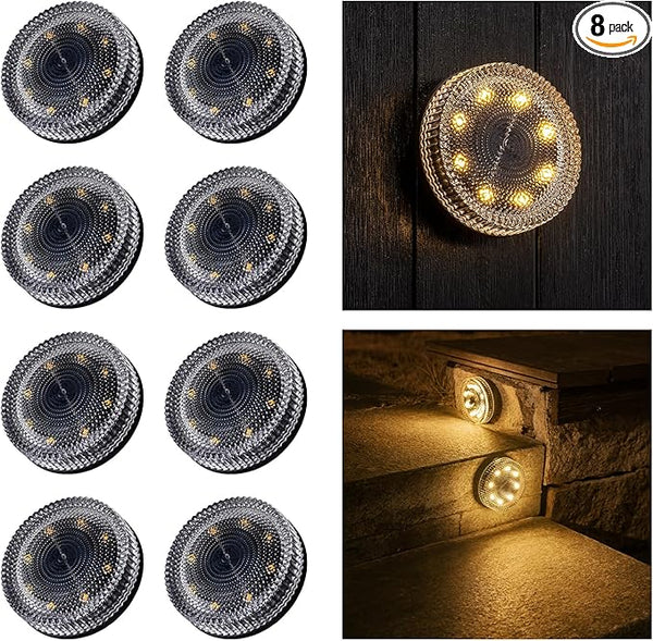 Glass Solar Step Lights with Bubble Style, Modular-Design Waterproof Outdoor Fence Lights for Stairs Step Yard | Lumora