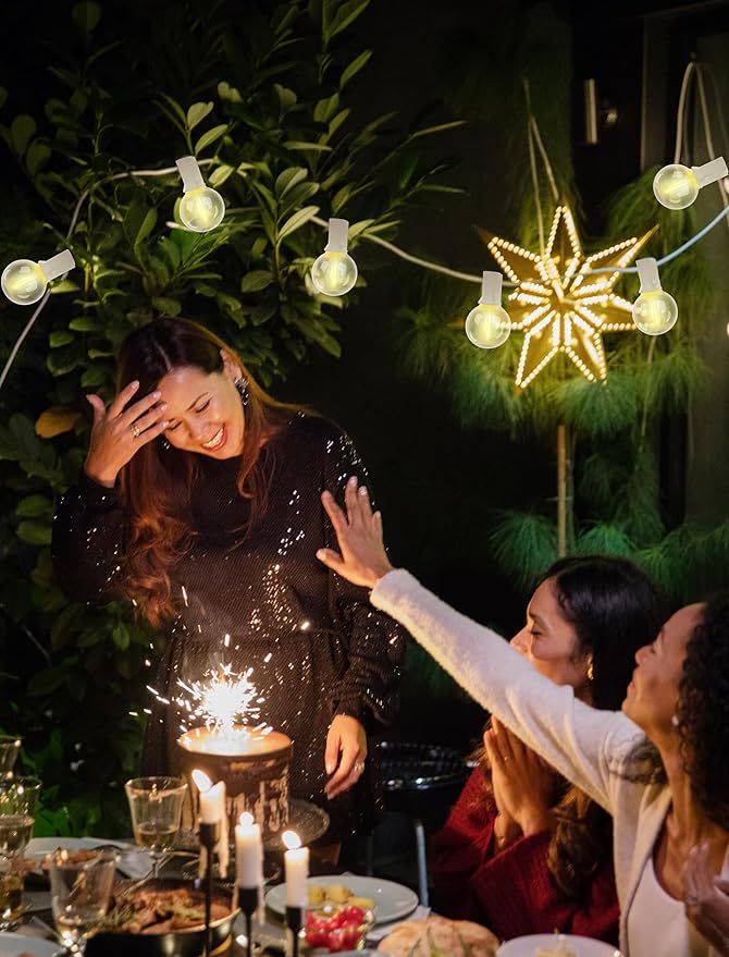 Outdoor String Lights - 100 Ft Waterproof Connectable Commercial LED Patio Lights with 50 G40 Shatterproof Bulbs, Hanging Globe Light for Outside Backyard Porch Party Decoration