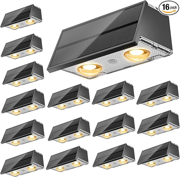 NIORSUN Solar Fence Lights,16 Pack Deck Light,Led Outdoor Lights 3000K/4500K/6000K+ RGB Up & Down Wall Lights | Lumora