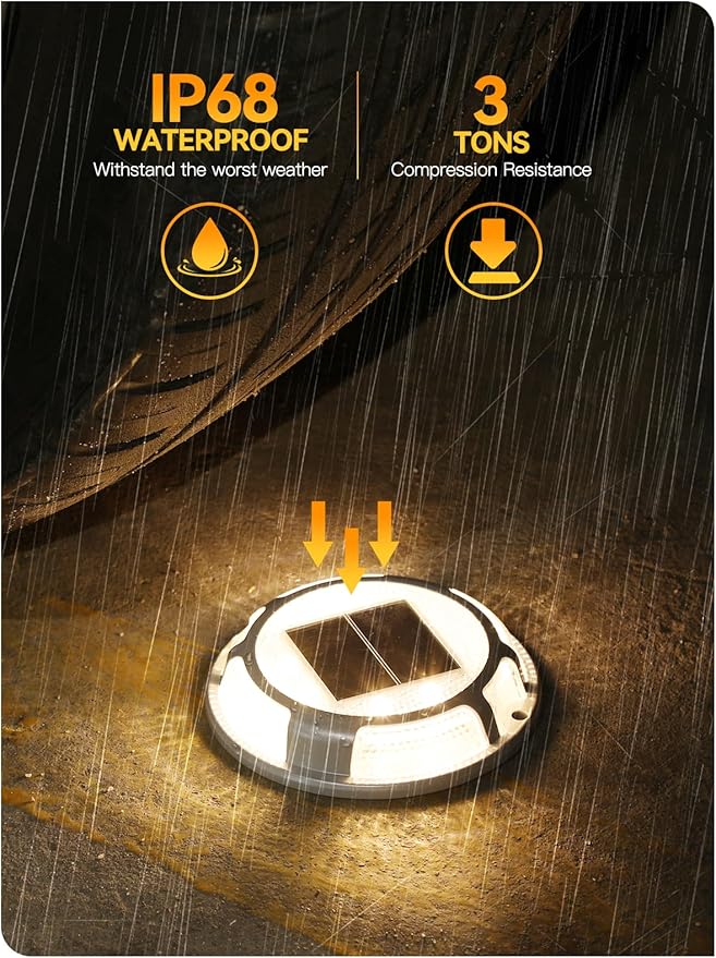 Solar Driveway Lights Dock Lights Waterproof 24 Pack, 2 Colors in 1 Outdoor LED Solar Deck Light, Solar Powered | Lumora