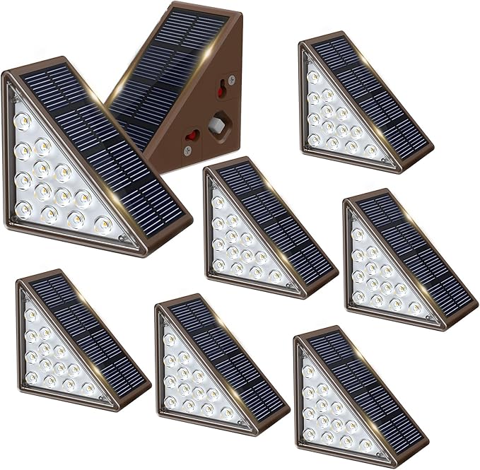 Solar Step Lights - 8 Pack Waterproof IP67, Outdoor Deck & Staircase Lights (Warm Brown) | Lumora