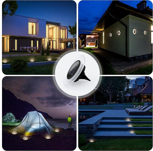 Solar Outdoor 4 Packs, 26 LEDs Bright Long-Staying Ground Lights, Weatherproof Landscape Lights for Garden Pathway Driveway Front and Backyard (White)