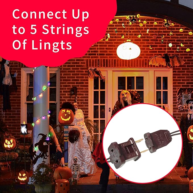 Ultra-Bright Connects End to End Orange Purple and Green Christmas Mini Lights 300L 63.8Ft(2Sets-Each 150L)UL Listed Incandescent Bulb String Light for Indoor Outdoor Halloween Tree Decor