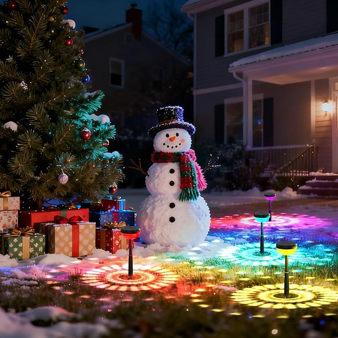 Ensenior Solar Pathway Lights IP65 Waterproof, RGB Color Changing & 3000K Warm White, 8-16Hr Runtime, Flower | Lumora