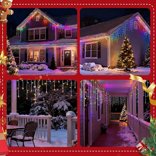LED Christmas Lights, 100 LED Icicle Lights on 7FT with 4 Inch Spacing - 5MM Wide Angle Multi-Colors Bulbs, IP68 Waterproof & ETL Certified for Outdoor/Indoor