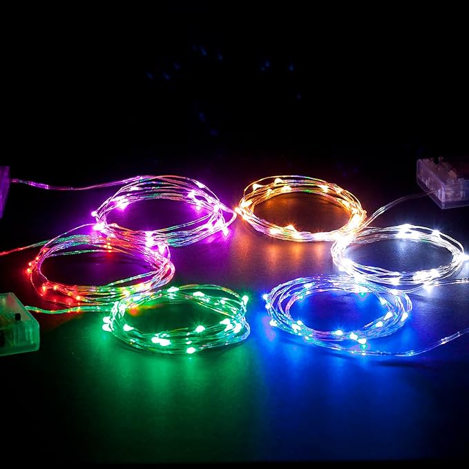 30 LEDs Red Color String Lights Silver Wire Indoor and Outdoor 9.5 Feet Firefly Starry Fairy Lights Battery Powered for DIY, Christmas, Holidays, Party, Bedroom and Centerpieces