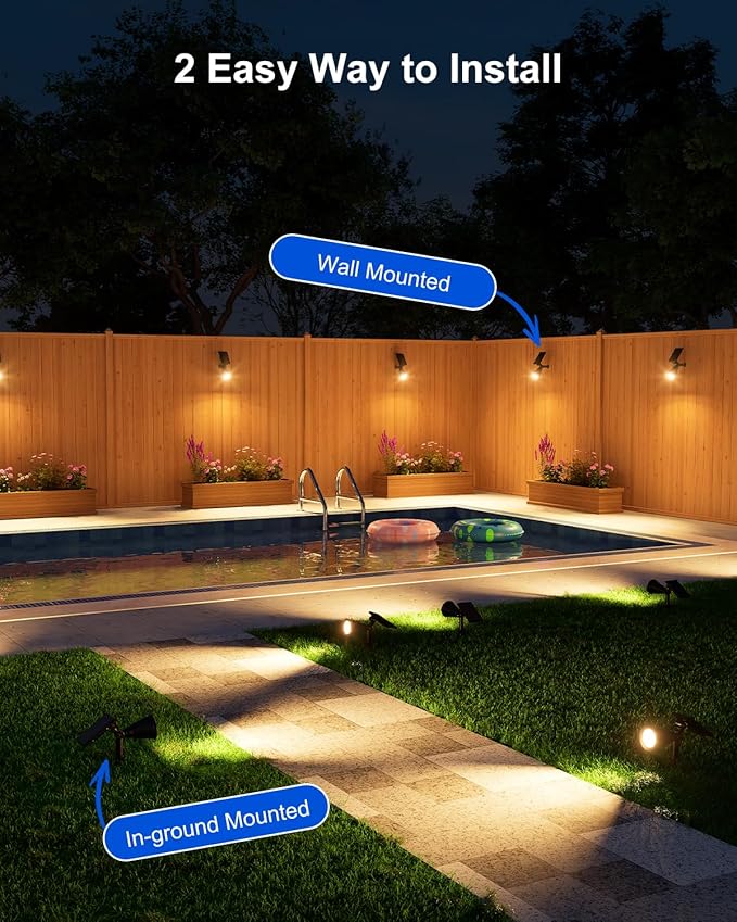 Solar Power Spot Lights Outdoor Waterproof for Christmas Decorations, Flag, Tree, Wreath, Santa Claus, Snowman | Lumora