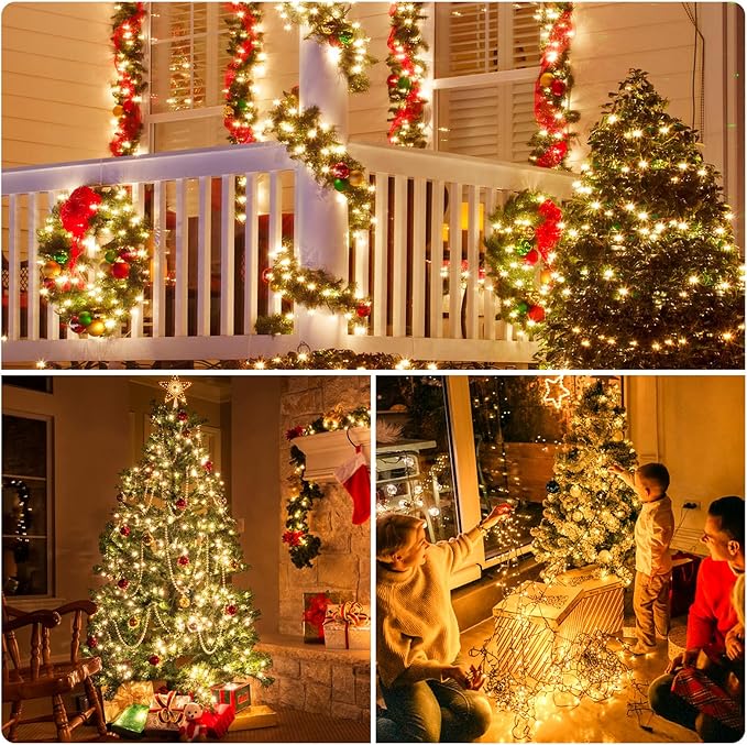 XTF2015 170FT 500 LED Christmas String Lights, Christmas Lights End to End Plug 8 Modes Memory Function with Timer | Lumora