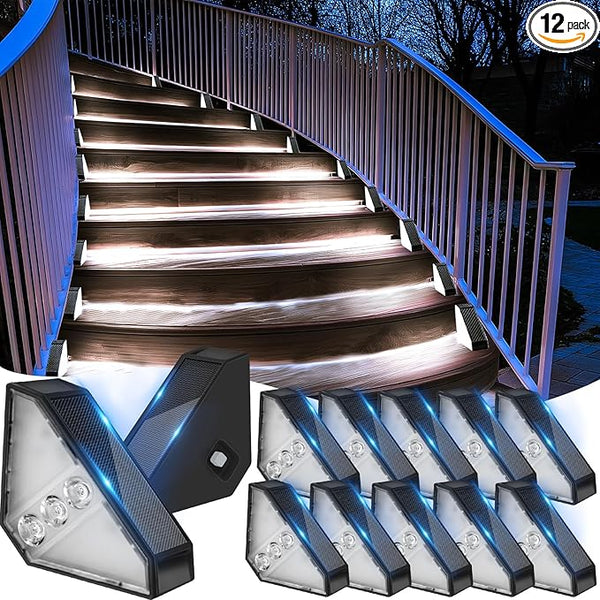 echosari 12 Pack Solar Step Lights for Outside, Ultra Bright Outdoor Stair Lights Auto ON/Off, 2835 SMD LEDs | Lumora