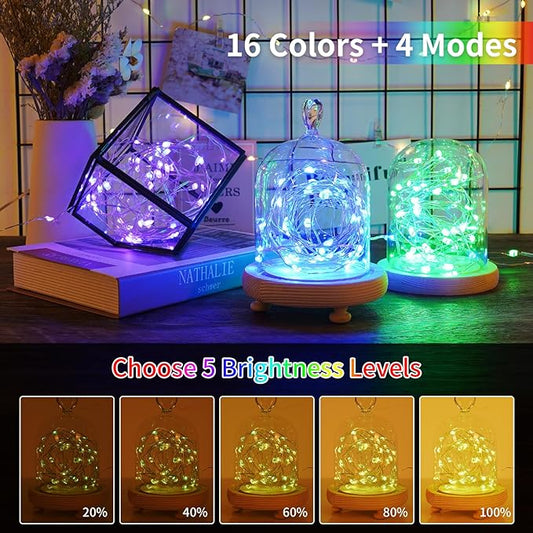 33ft Fairy Lights Battery Operated, 16 Color Changing String Light with Remote Timer, RGB Waterproof Twinkle Lights for Indoor Outdoor Room Garden Yard Gift Party Christmas Décor