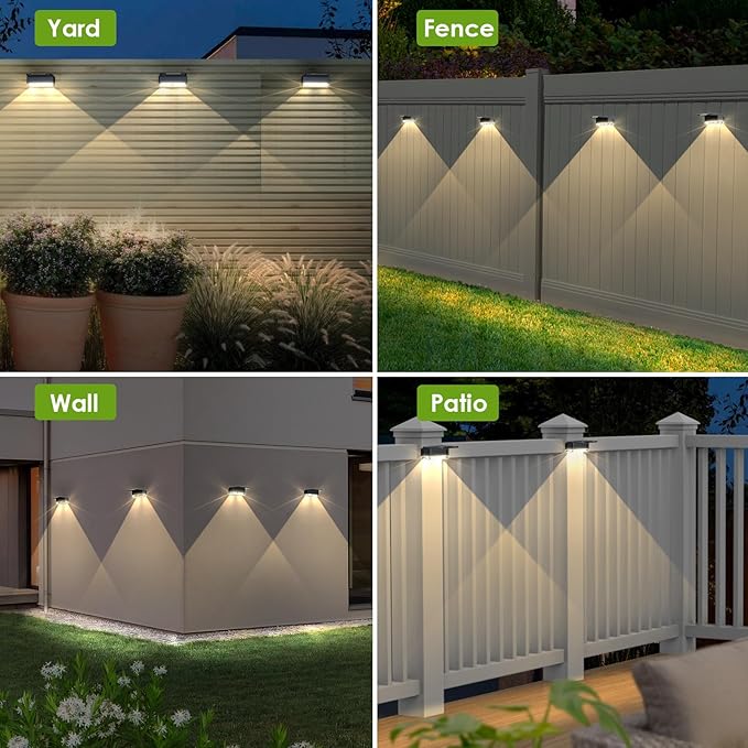 Solar Fence Lights Outdoor - 3000/4000/6000K 3 Mode, IP65 Waterproof Fence Lights Solar Powered, Dusk to Dawn Solar | Lumora