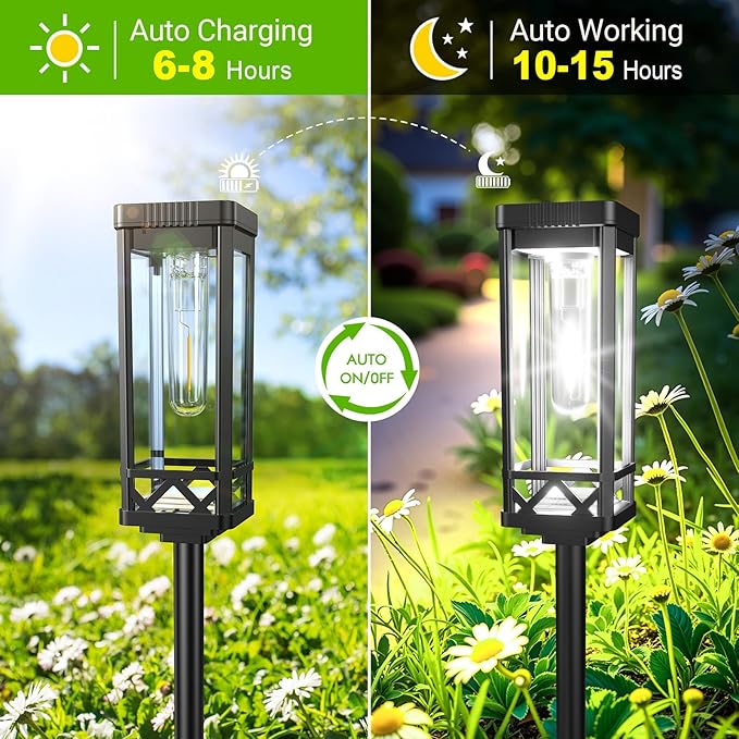 KOOPER Taller Solar Pathway Lights Outdoor, 2 Pack Upgraded Brighter Solar Garden Lights Solar Powered, Up to 15 | Lumora